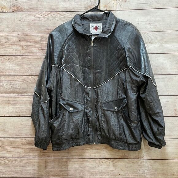 VINTAGE CHICOS ACTIVE FRONTIER JACKET‎ IN METALLIC SILVER - Picture 1 of 7